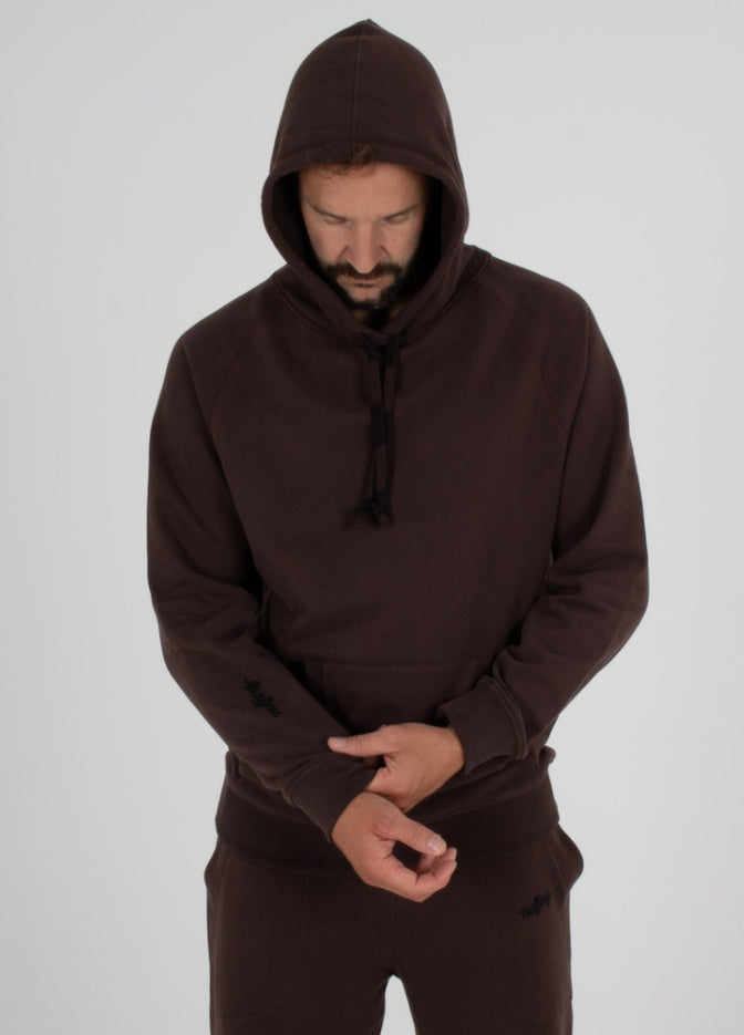 nuffinz the longs hoodie chocolate plum organic cotton