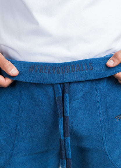 NAVY PEONY TOWEL PANTS