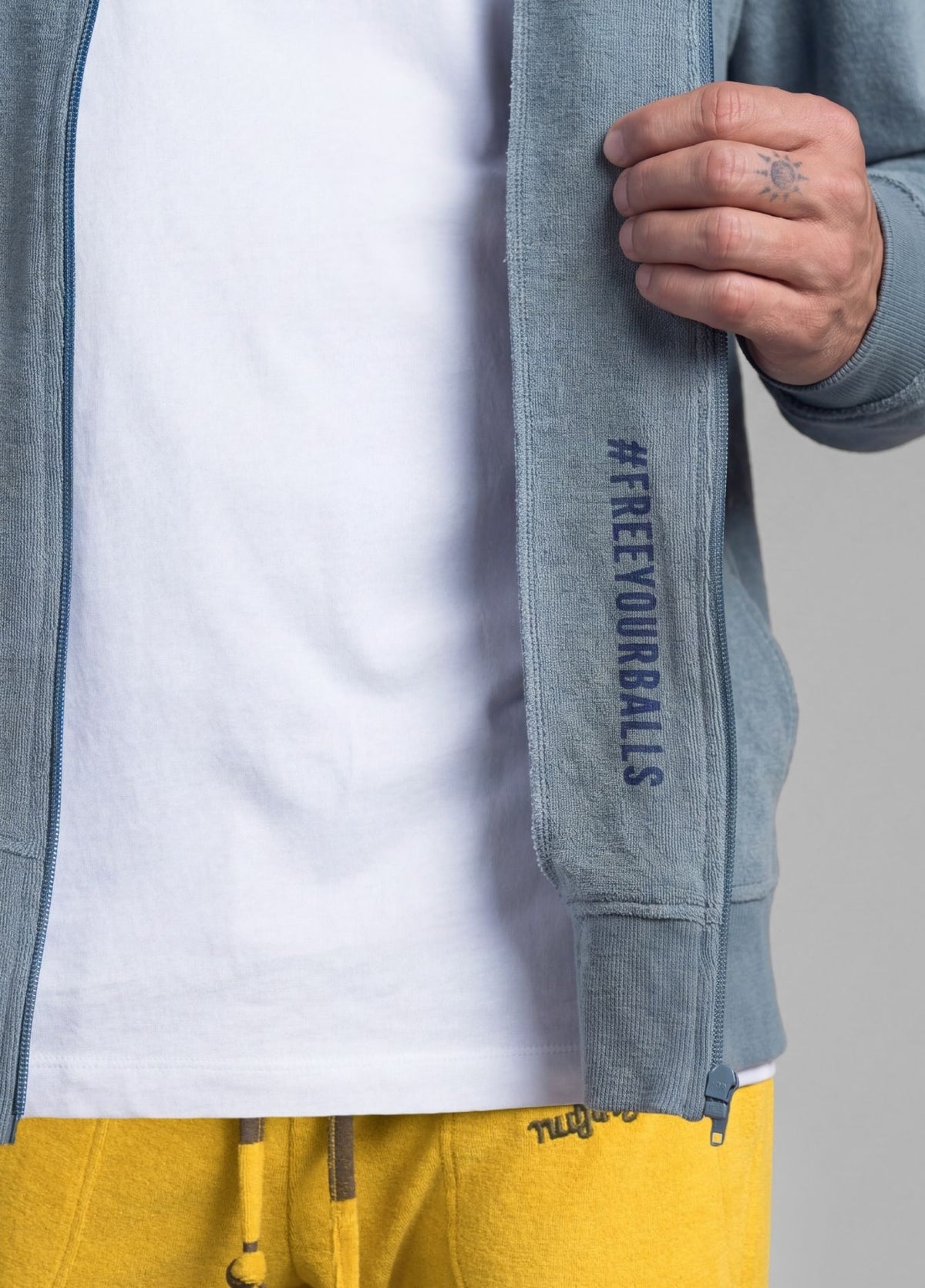MIRAGE BLUE TOWEL ZIP HOODIE