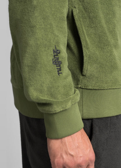 RIFFLE GREEN TOWEL ZIP HOODIE