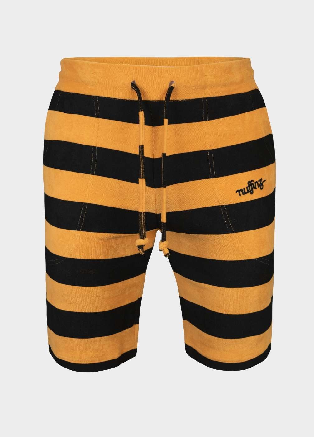 nuffinz menswear - shorts - golden nugget towel shorts st - 100% organic cotton - terry cloth - golden yellow striped