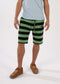 nuffinz striped shorts - STONE GREEN TOWEL SHORTS ST - 100% organic cotton - terry cloth - comfortable shorts for men - closeup front