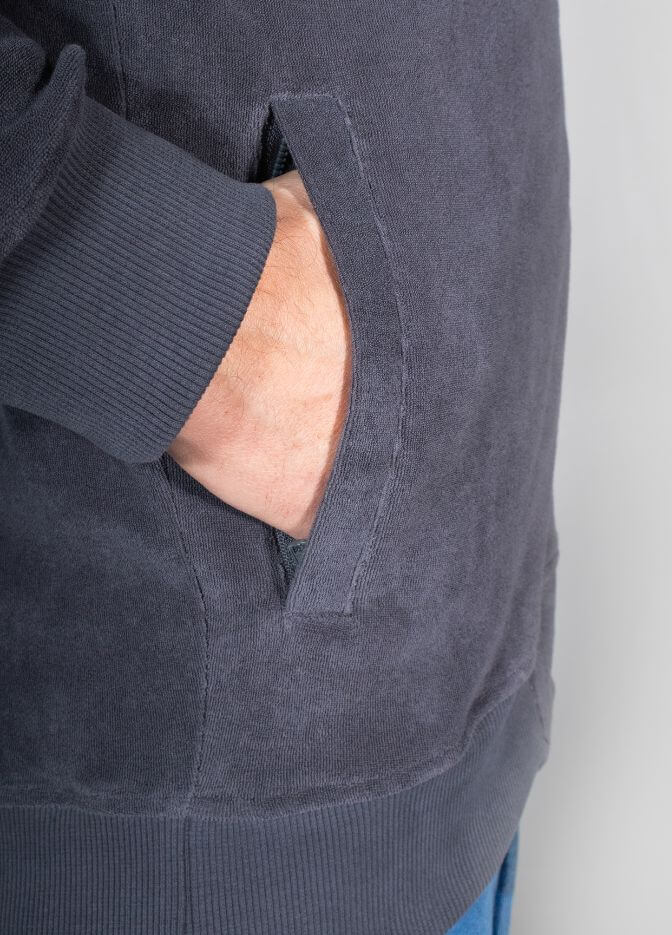nuffinz towel jacket ebony grey closeup side pocket