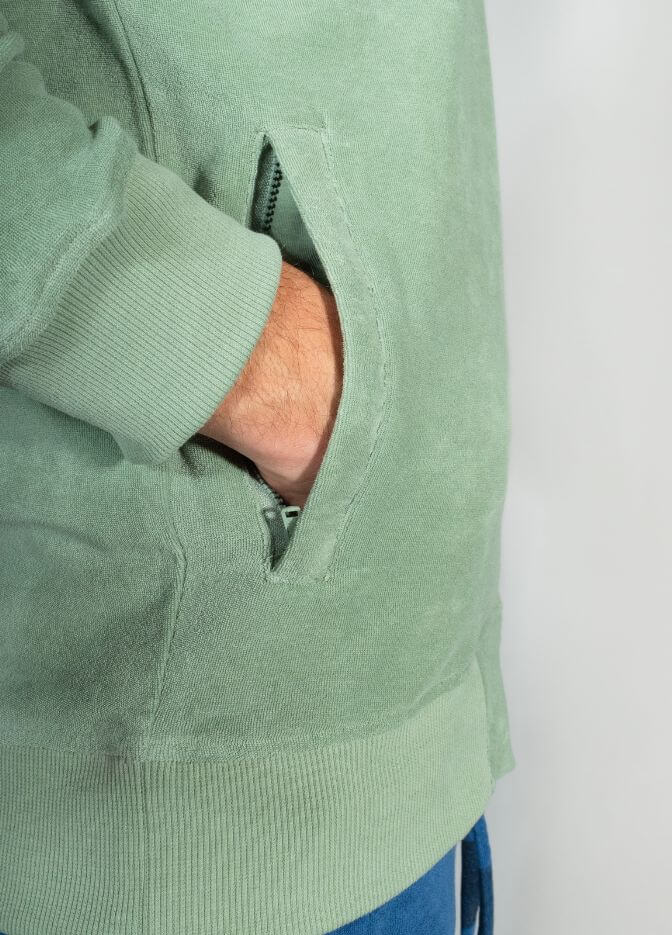 nuffinz towel jacket lilypad green closeup side pocket